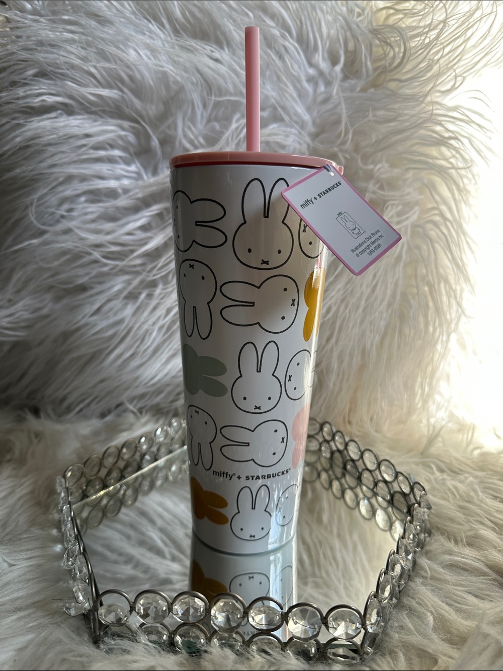 Starbucks Pink-Accent Miffy Bunny Ceramic Tumbler